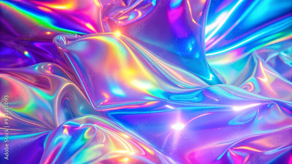 Fototapeta premium Abstract Holographic Background with Vibrant Rainbow Colors and Reflective Surface