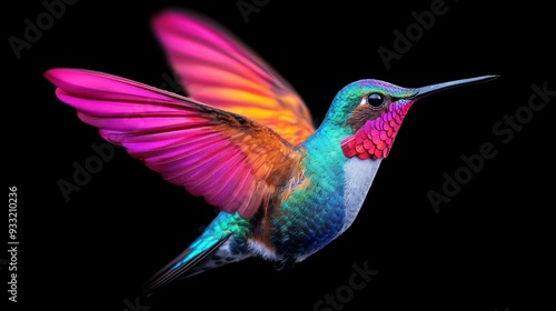 Shimmering Jewel-Toned Hummingbird in 8K Ultra High Definition - Copy Space for Text