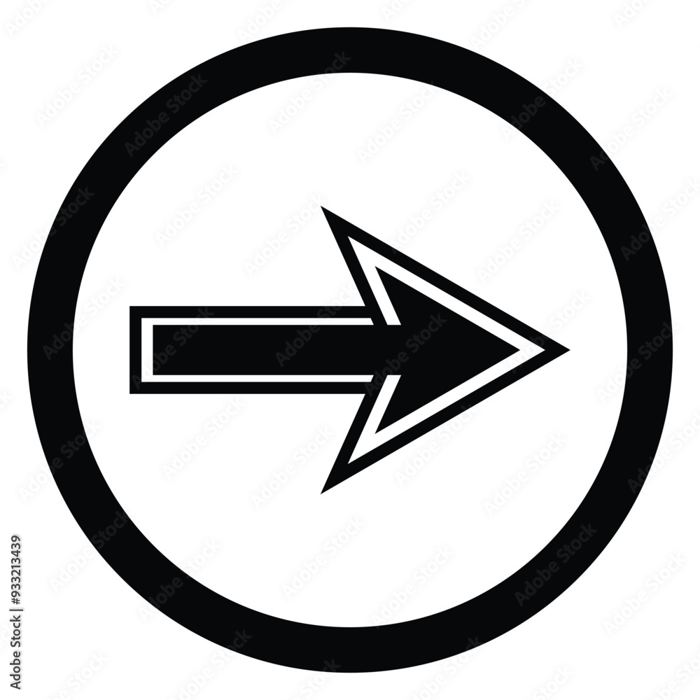 Artistic modern black arrow and circle stroke vector design isolated on a white square background Artistic modern black arrow and circle stroke vector design isolated on a white square background