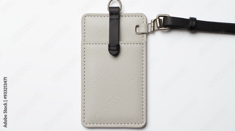 Realistic white blank id card mockup with lanyard on plain white background for design template Realistic white blank id card mockup with lanyard on plain white background for design template