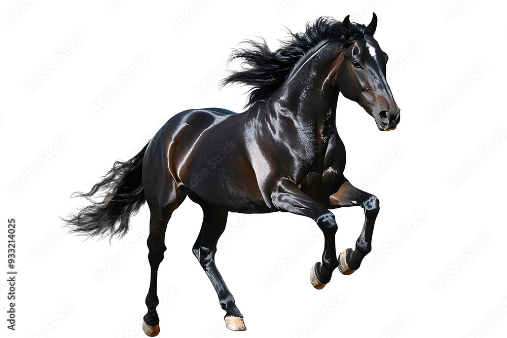 Beautiful black horse galloping isolated on white background Beautiful black horse galloping isolated on white background