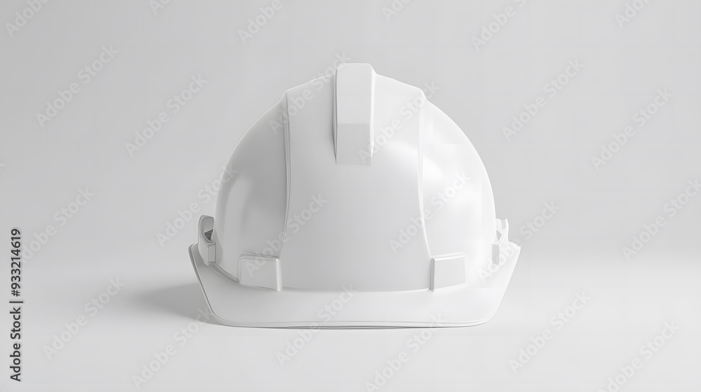 Fototapeta premium Isolated white construction helmet in a mockup style, front-facing and centered against a clean white background. Ideal for projects focused on safety, construction, and industrial design