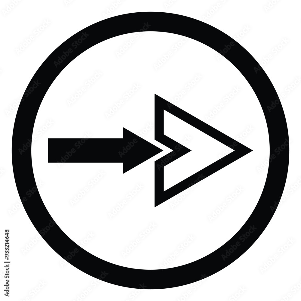 Artistic modern black arrow and circle stroke vector design isolated on a white square background Artistic modern black arrow and circle stroke vector design isolated on a white square background