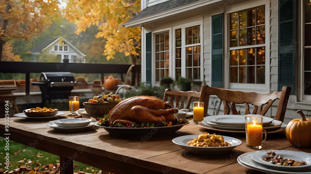 Fototapeta premium thanksgiving food ready on the table for festival