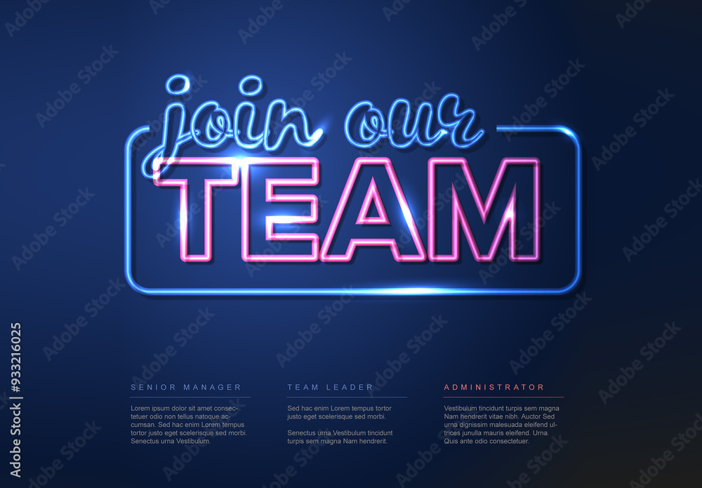 Join our team flyer with night neon text effect