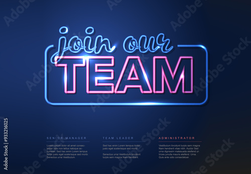 Obraz na płótnie Join our team flyer with night neon text effect w salonie