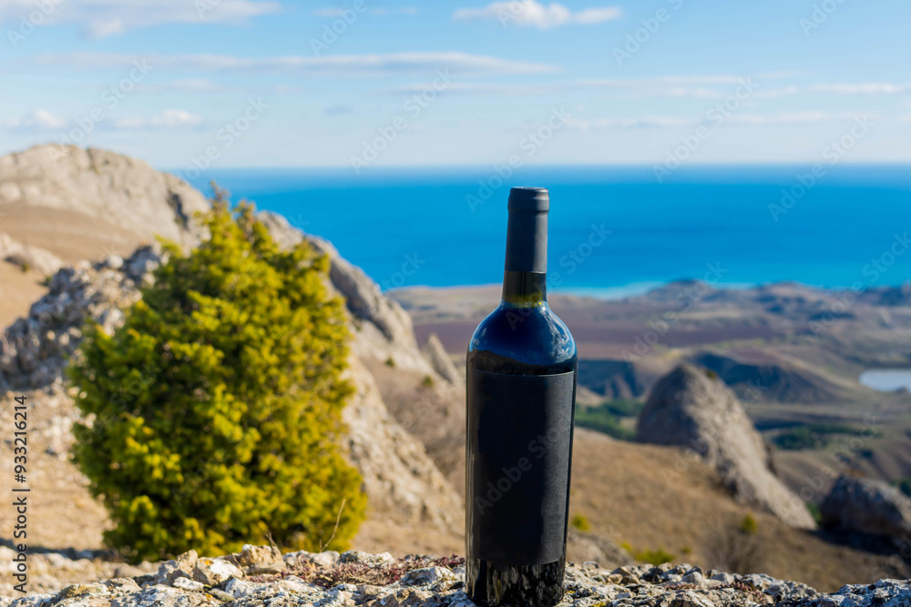 Bottle of wine in nature