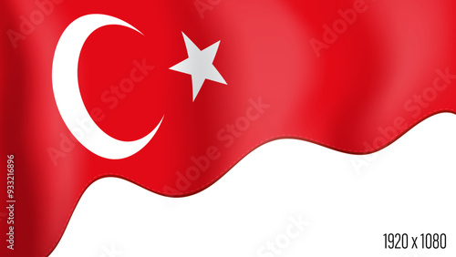 Turkey country flag realistic independence day background. Turkish commonwealth banner in motion waving, fluttering in wind. Festive patriotic HD format template for independence day