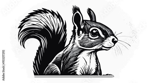Squirrel Head Sketch Style - Animal Face Portrait Mammal
