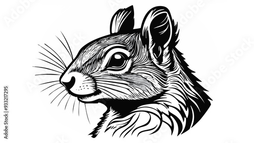 Squirrel Head Sketch Style - Animal Face Portrait Mammal
