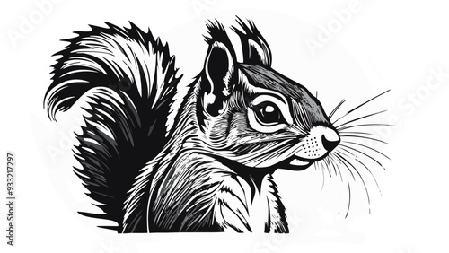 Squirrel Head Sketch Style - Animal Face Portrait Mammal
