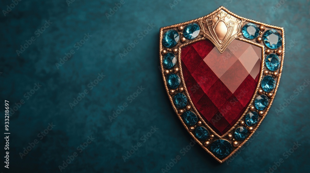 Radiant Shield of Protection - Shimmering Gemstones Reflecting Light and Deflecting Danger, Copy Space for Text, 8K High Detail Image Radiant Shield of Protection - Shimmering Gemstones Reflecting Light and Deflecting Danger, Copy Space for Text, 8K High Detail Image
