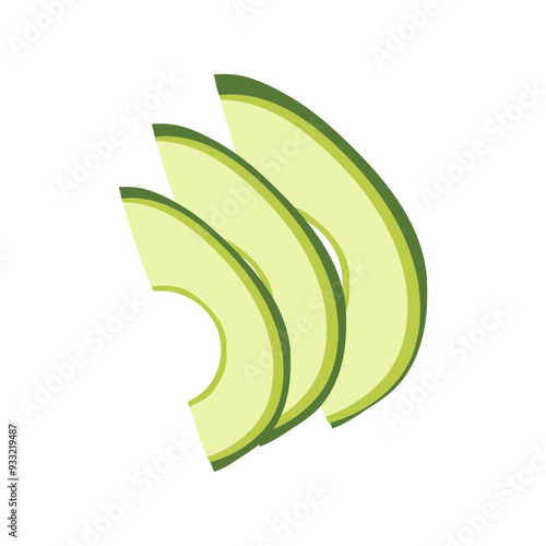 Avocado slices isolated. Vector flat illustration.