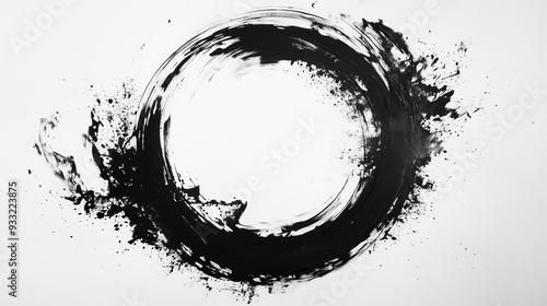 A black ink circle on the white background.