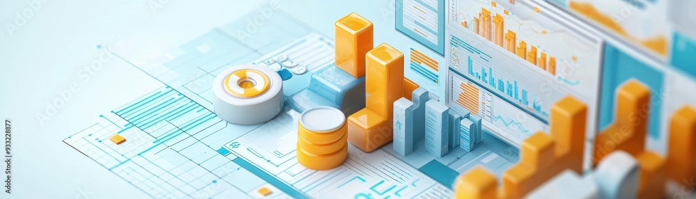 Minimalist 3d illustration of ai-driven business intelligence and clean analytics design Minimalist 3d illustration of ai-driven business intelligence and clean analytics design