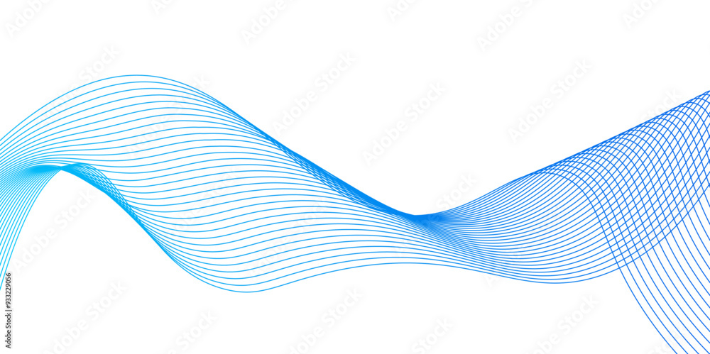 Fototapeta premium Blue wave lines on white background. Abstract business wave curve lines background. Abstract wave line for banner,template abstract design flowing particles wave.