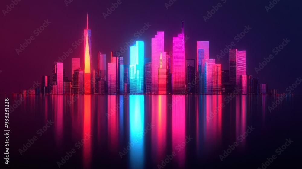 Glowing Crystal Tower Skyline - Futuristic Illuminated Cityscape with Copy Space for Text in 8K High Detail Resolution Glowing Crystal Tower Skyline - Futuristic Illuminated Cityscape with Copy Space for Text in 8K High Detail Resolution