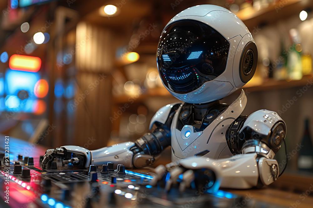 Stylish Generative AI photo, music fest dj deejay working at night club event rave stereo Stylish Generative AI photo, music fest dj deejay working at night club event rave stereo