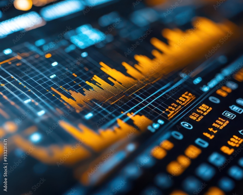 Financial success with graphs and charts showing upward trends, representing prosperity, Analytical, Bright, Detailed Financial success with graphs and charts showing upward trends, representing prosperity, Analytical, Bright, Detailed