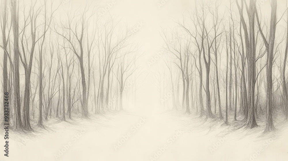 Obraz premium Biblical Illustration of Psalms 29: Dense Forest Laid Bare by the Power of the Lord’s Voice, Ideal for Faith-Based and Inspirational Media.