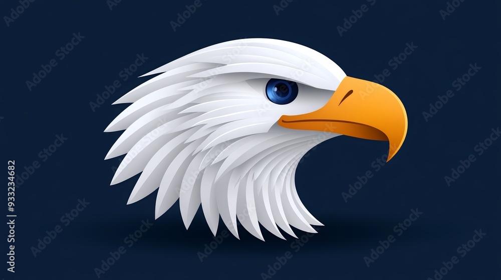 Digital illustration of a stylized bald eagle head with sharp details ...