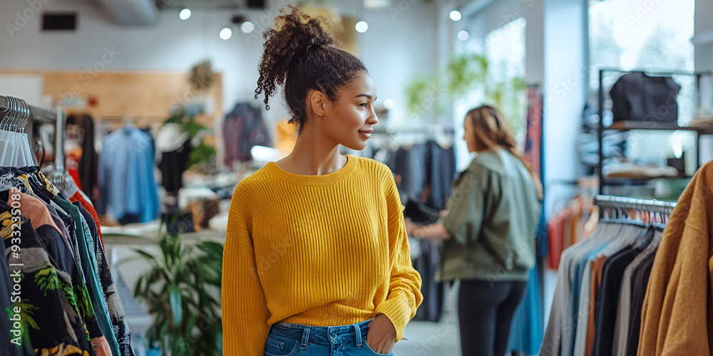 Obraz premium Woman Shopping in Clothing Store 