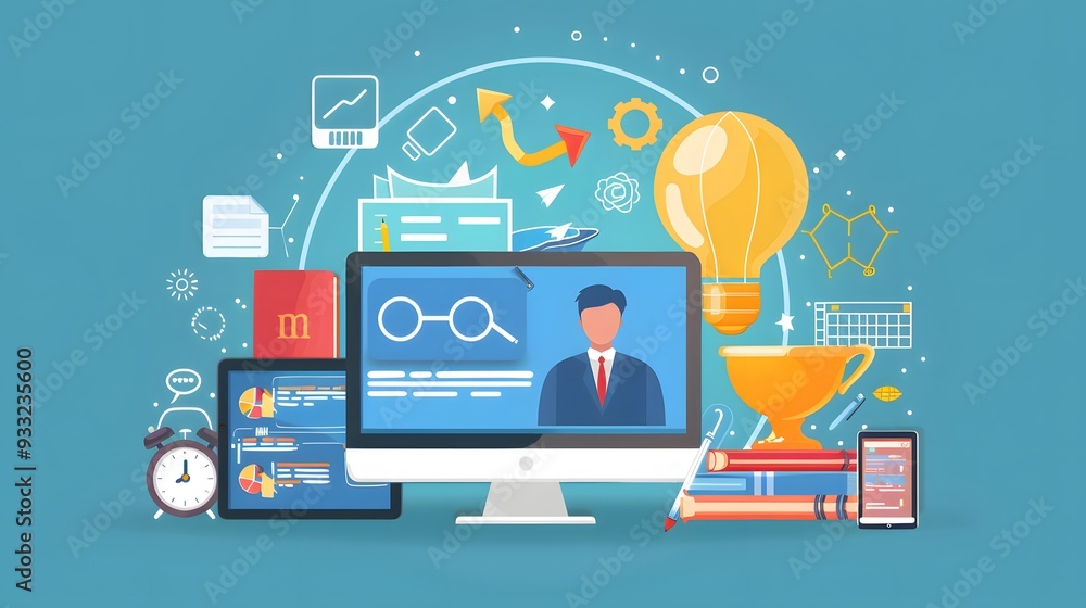 Education Distance E-learning Online Learning Personal development concept. Education Distance E-learning Online Learning Personal development concept.