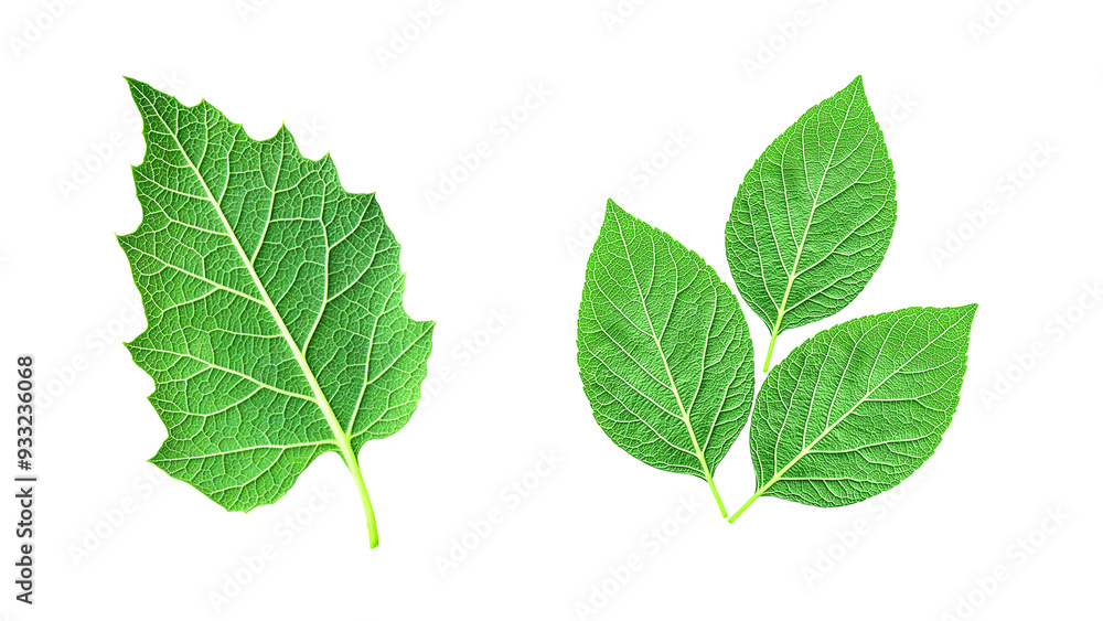 Close-Up of Green Leaf Texture and Veins Close-Up of Green Leaf Texture and Veins