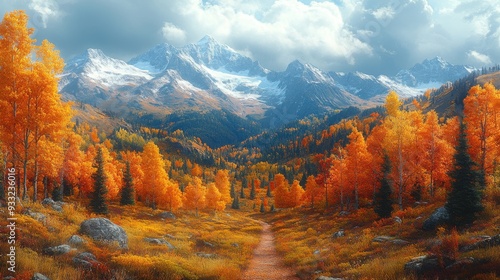 Vibrant autumn foliage in a scenic mountain landscape