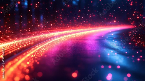 abstract background of glowing fiber optic lines dynamic composition with streaks of neon light creating sense of speed and connectivity