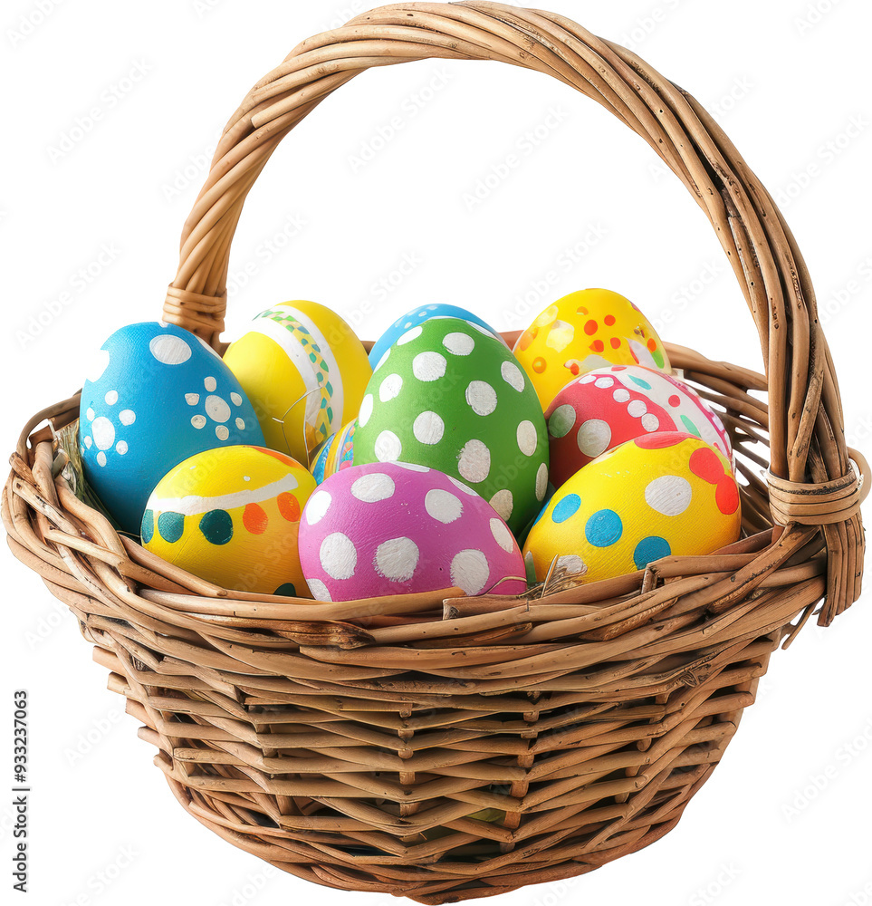 Colorful Easter eggs in a basket Colorful Easter eggs in a basket