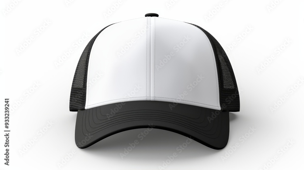 Fototapeta premium Front view monochrome trucker hat mockup for stylish and personalized design projects