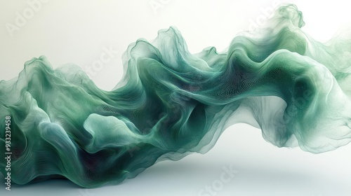 abstract digital artwork of flowing organic green lines forming intricate patterns against a minimalist white background evoking the essence of natural growth and harmony