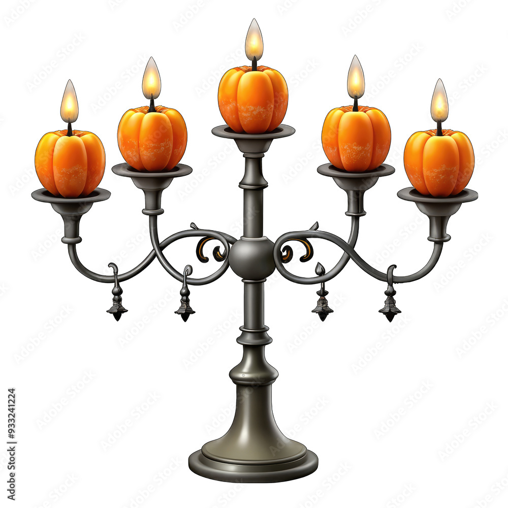 Spooky halloween carved pumpkin lantern with candelabra Spooky halloween carved pumpkin lantern with candelabra