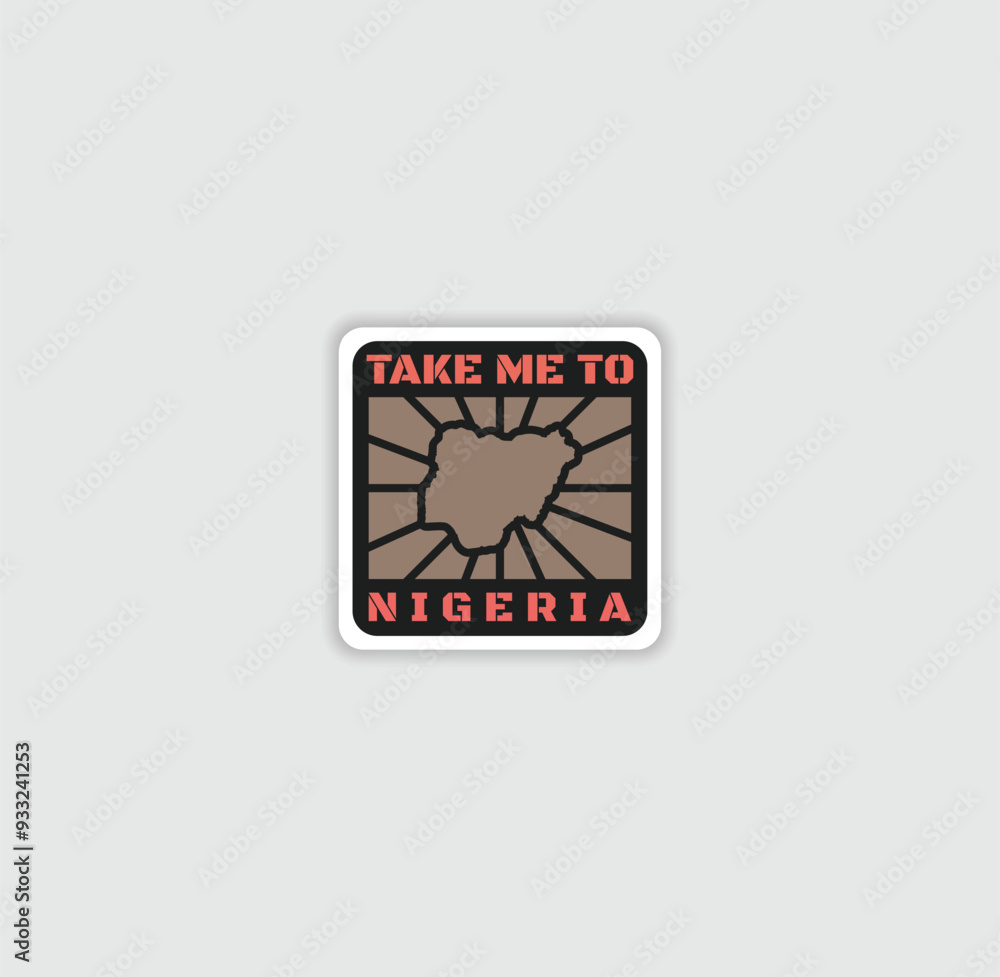 Take Me to Nigeria sticker with a country silhouette, perfect for travel lovers and adventure. Take Me to Nigeria sticker with a country silhouette, perfect for travel lovers and adventure.