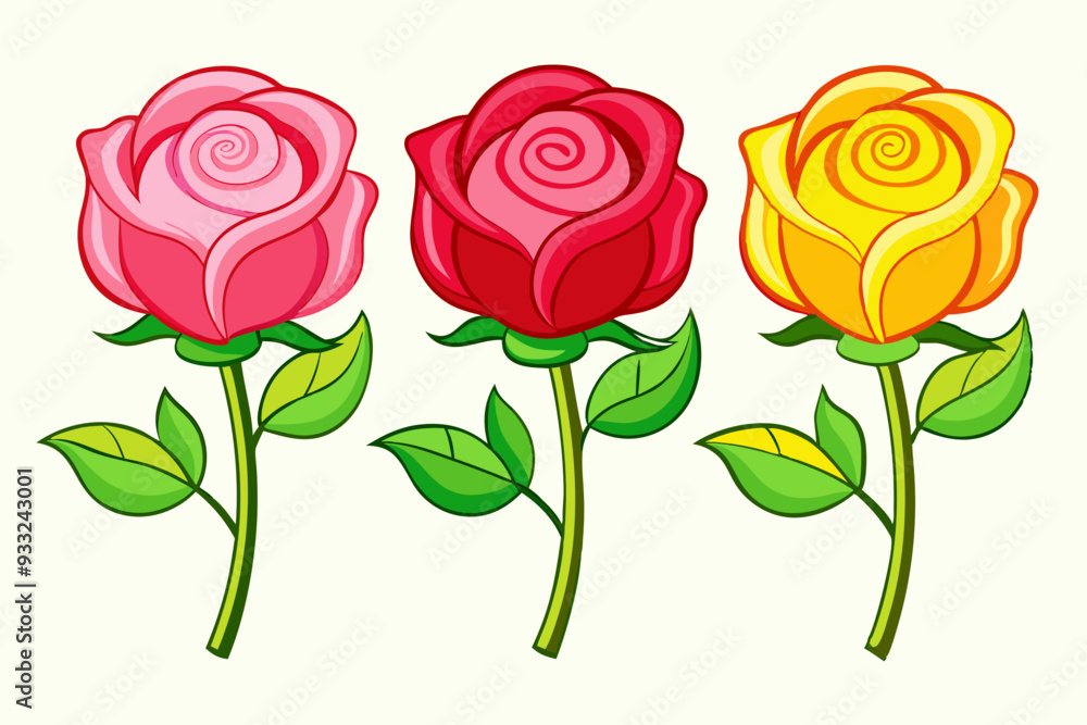 Yellow, pink and red rose flower. stock illustration Yellow, pink and red rose flower. stock illustration
