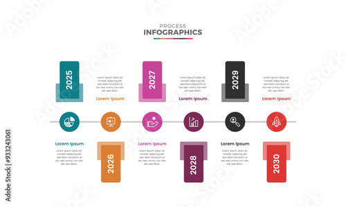 Modern colorful multipurpose business process flow unique infographic template design for presentation
