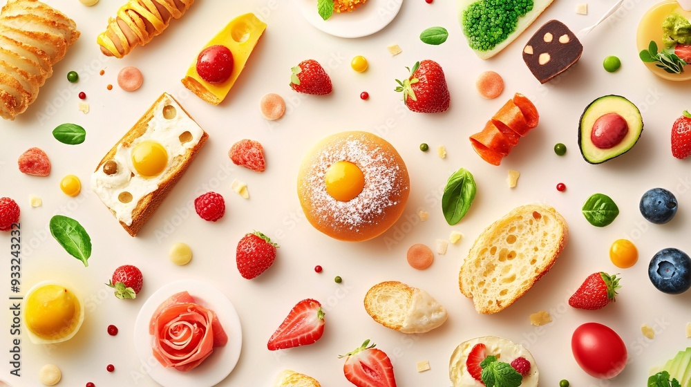 Abstract background with randomly arranged food illustrations Abstract background with randomly arranged food illustrations