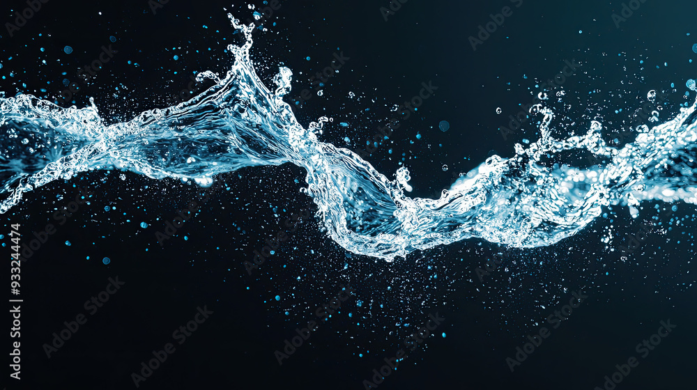 A stunning splash of water, capturing its dynamic movement and clarity against a dark background. Perfect for creative projects. A stunning splash of water, capturing its dynamic movement and clarity against a dark background. Perfect for creative projects.