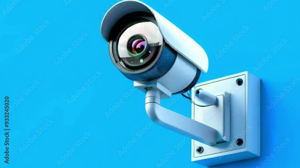 Contemporary Dome CCTV Camera on a Blue Backdrop Contemporary Dome CCTV Camera on a Blue Backdrop