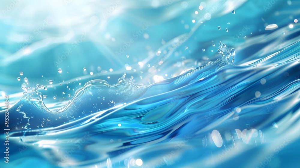 Transparent blue clear water surface texture with ripples, splashes and bubbles. Abstract summer banner background Water waves in sunlight with copy space Cosmetic moisturizer micellar toner emulsion. Transparent blue clear water surface texture with ripples, splashes and bubbles. Abstract summer banner background Water waves in sunlight with copy space Cosmetic moisturizer micellar toner emulsion.