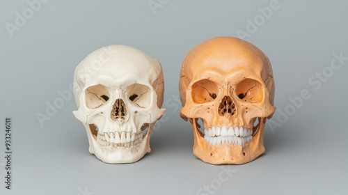 Comparative Anatomy Study of Cat and Human Skulls Showing Jaw Structure Differences | Detailed 8K Image with Copy Space