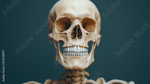 Evolutionary Exploration - Artistic Representation of Hominid Skeleton with Exaggerated Traits on Copy Space Background, High Detail 8K Resolution