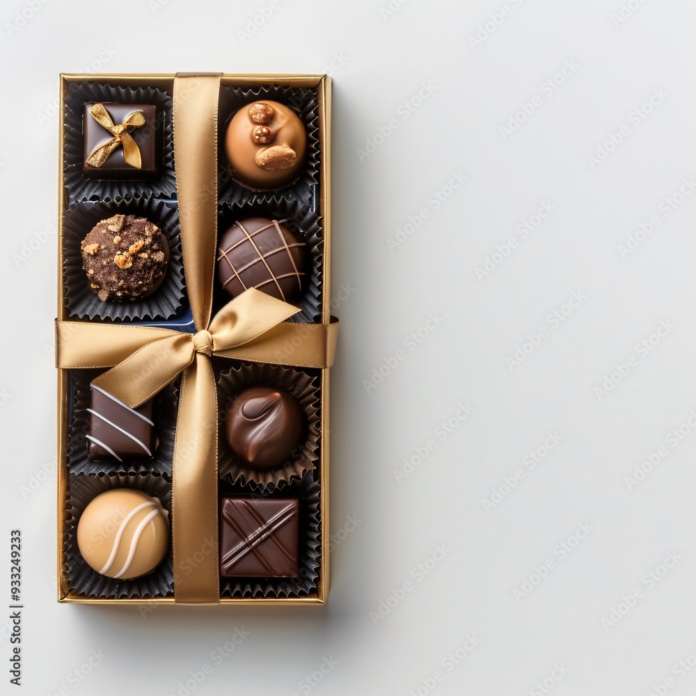 Top view of chocolate gift box on background with copy space Top view of chocolate gift box on background with copy space