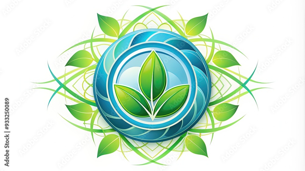 A stylized circular logo featuring a stylized leaf in the center, surrounded by abstract shapes and lines, in shades of green and blue, on a white background. A stylized circular logo featuring a stylized leaf in the center, surrounded by abstract shapes and lines, in shades of green and blue, on a white background.