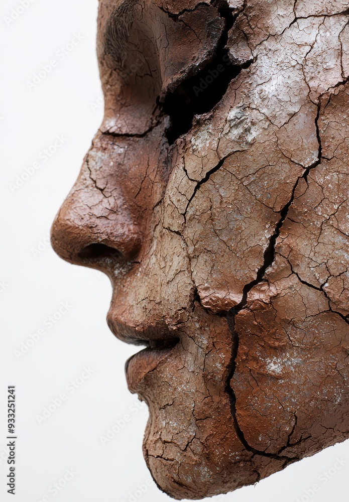 Obraz premium Cracked and weathered stone face