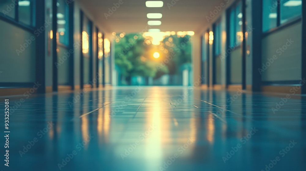 Blurred school background , in the morning. Generative AI Blurred school background , in the morning. Generative AI