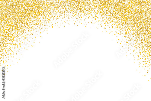 Gold confetti particles isolated on transparent background. Gold glitter dust powder border frame. Falling luxury particle glittering dots. postcard, poster, website, carnival,birthday design elements