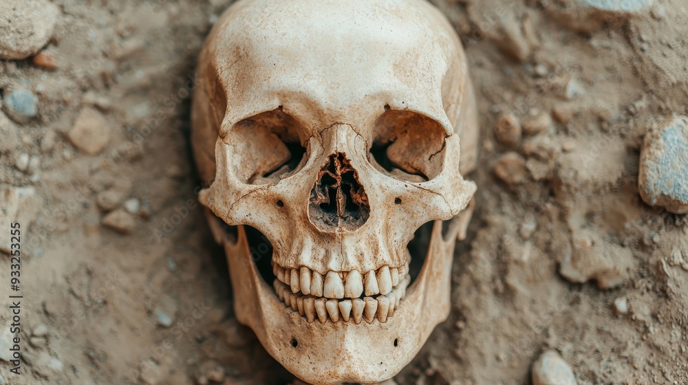 Obraz premium Revealing the Hidden Past: Detailed Visualization of Historical Trauma in Skeletal Remains with Copy Space, 8K Resolution