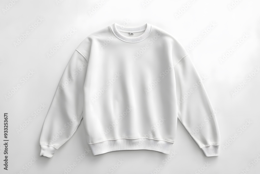 Fototapeta premium Mockup of white sweatshirt, blank pullover with a long sleeve, isolated on white background